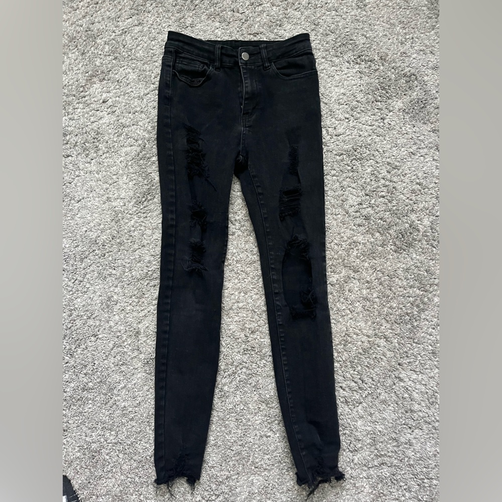 Shein Distressed Black skinny Jeans